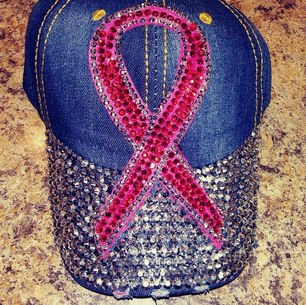 Breast Cancer Awareness Denim / Rhinestone Ballcap